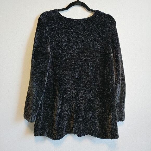 J. Jill Black Long Sleeves Chenille Winter Sweater Sz Medium Petite - Picture 5 of 7